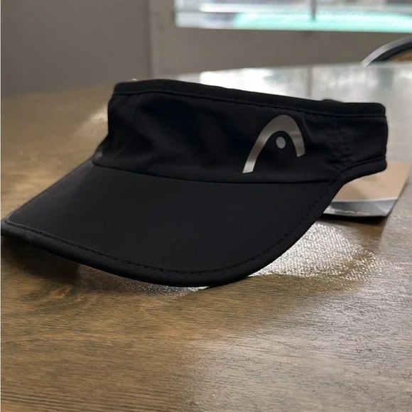 Black Head Tennis Visor with Silver Logo - Picture 2 of 4